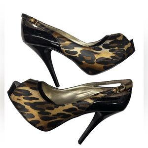 Leopard Print Peep Toe Stilettos